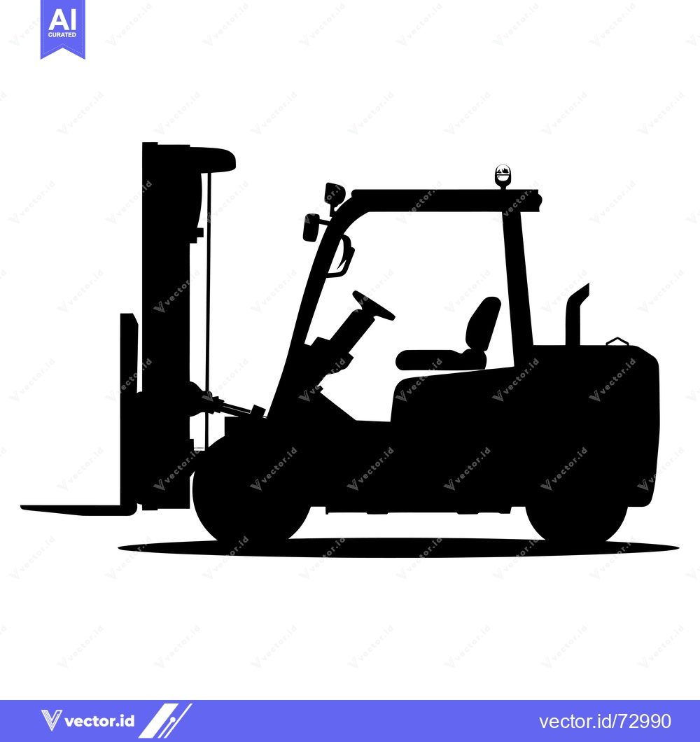 Premium Vector of Black and White Silhouette of a Forklift