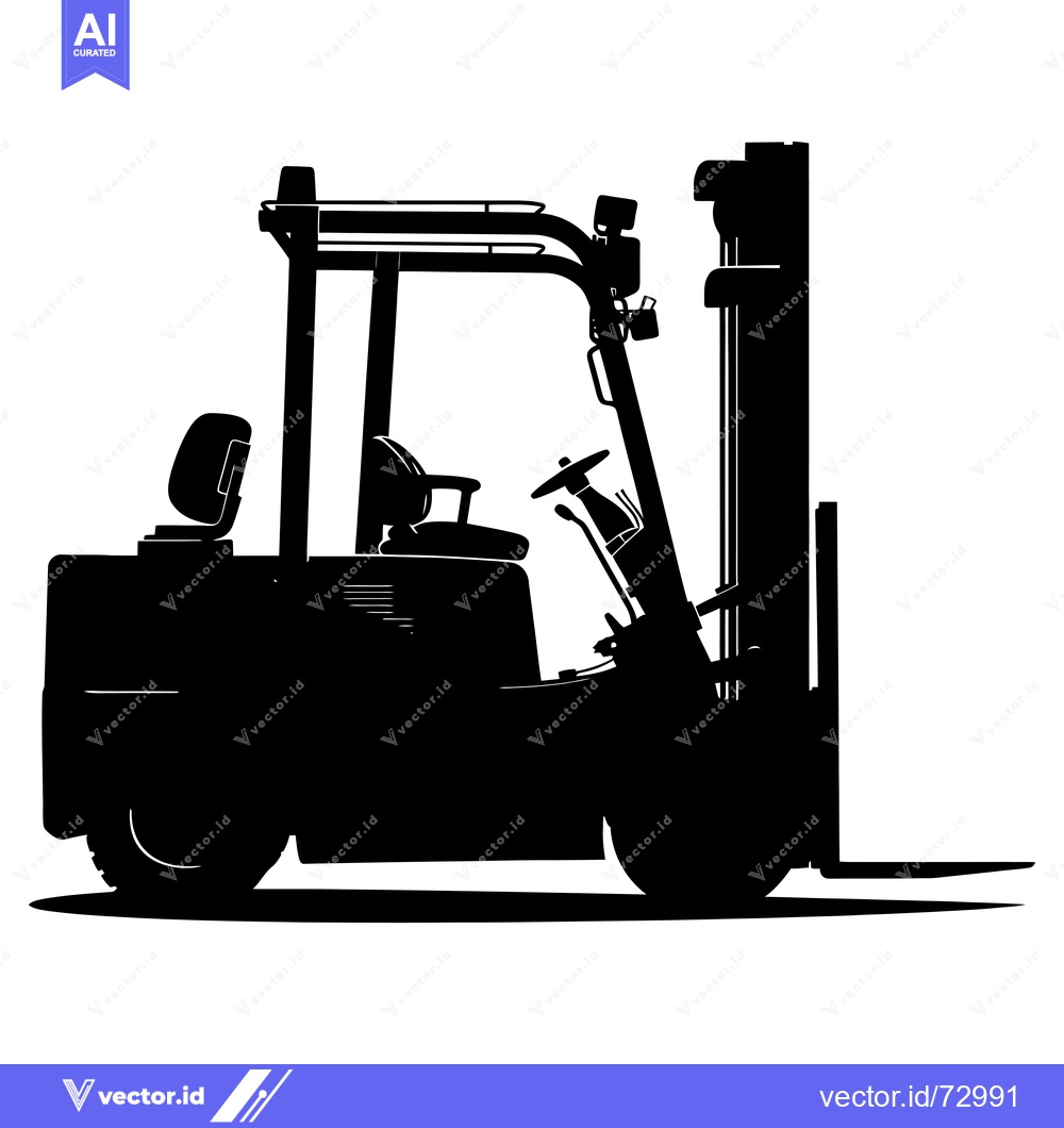 Premium Vector dari Black Silhouette of a Forklift with Raised Forks