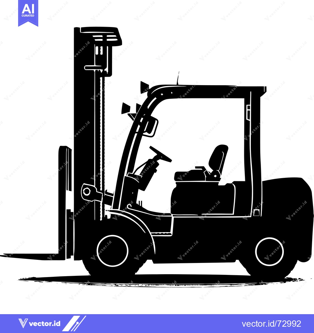 Premium Vector dari Black and White Silhouette of a Forklift