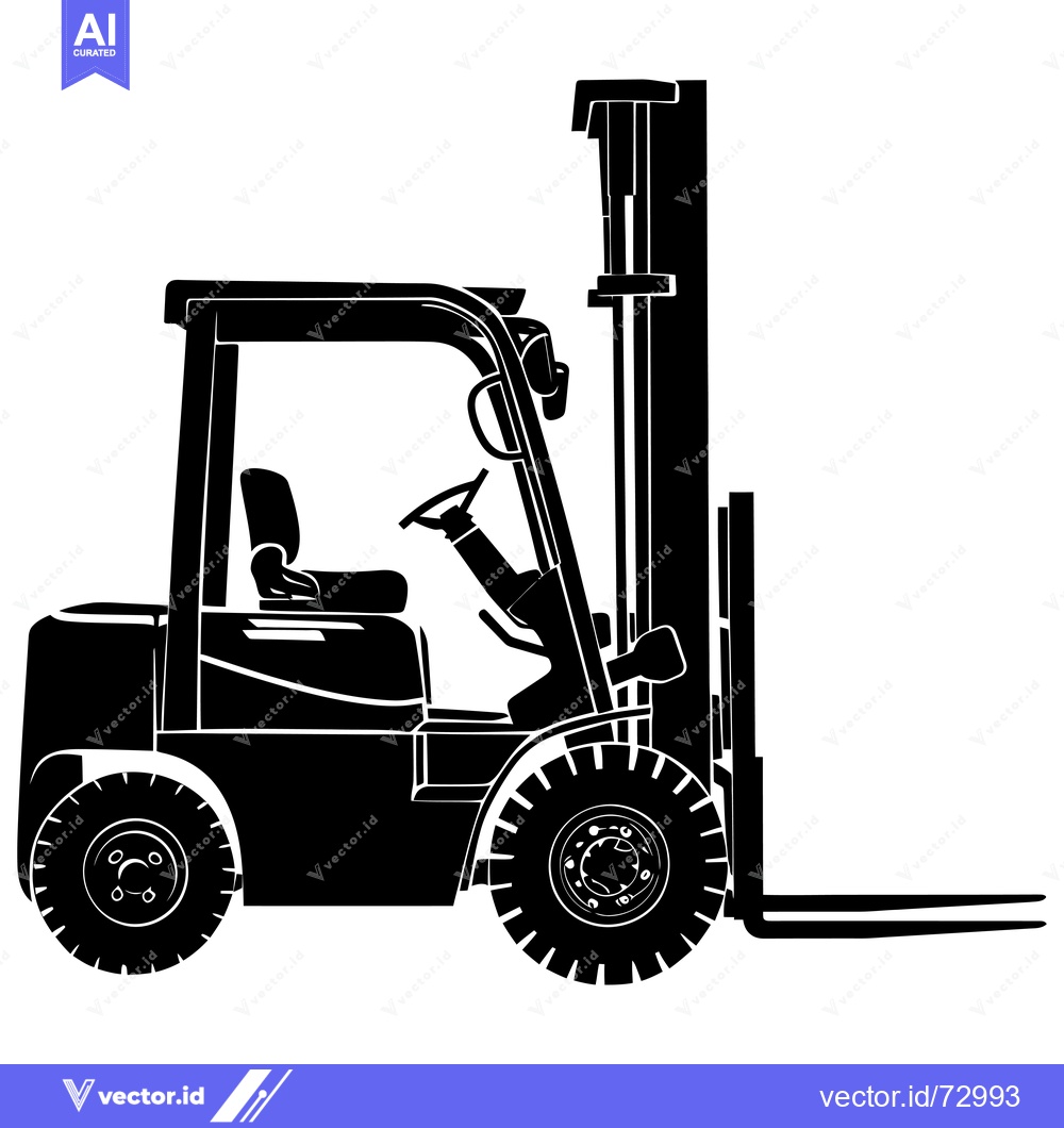 Premium Vector dari Black and White Silhouette of a Forklift