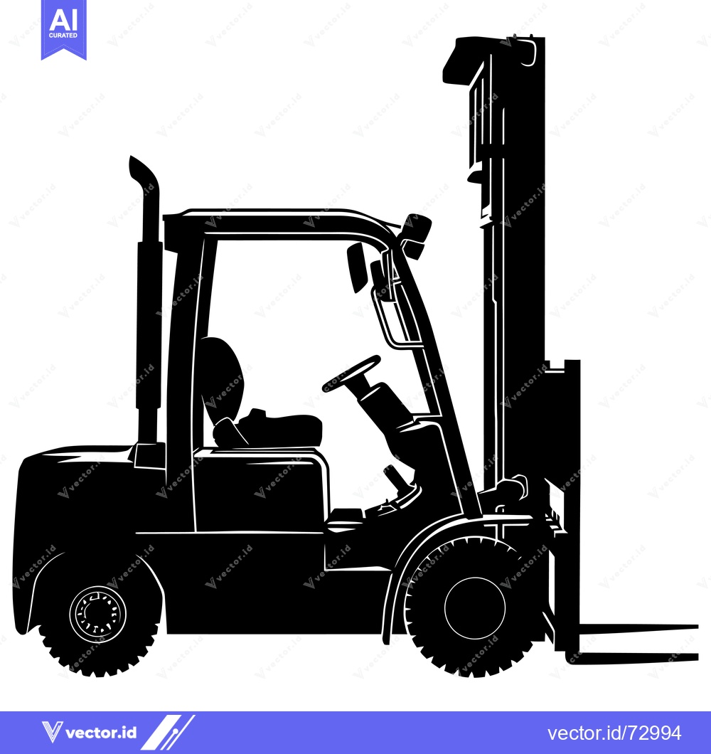 Premium Vector dari Black and White Silhouette of a Forklift Truck