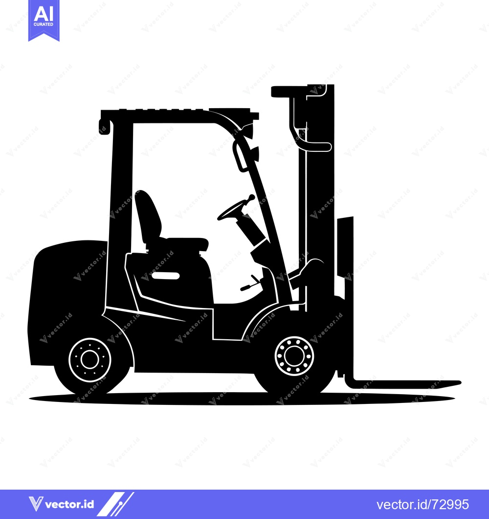 Premium Vector dari Black and White Silhouette of a Forklift
