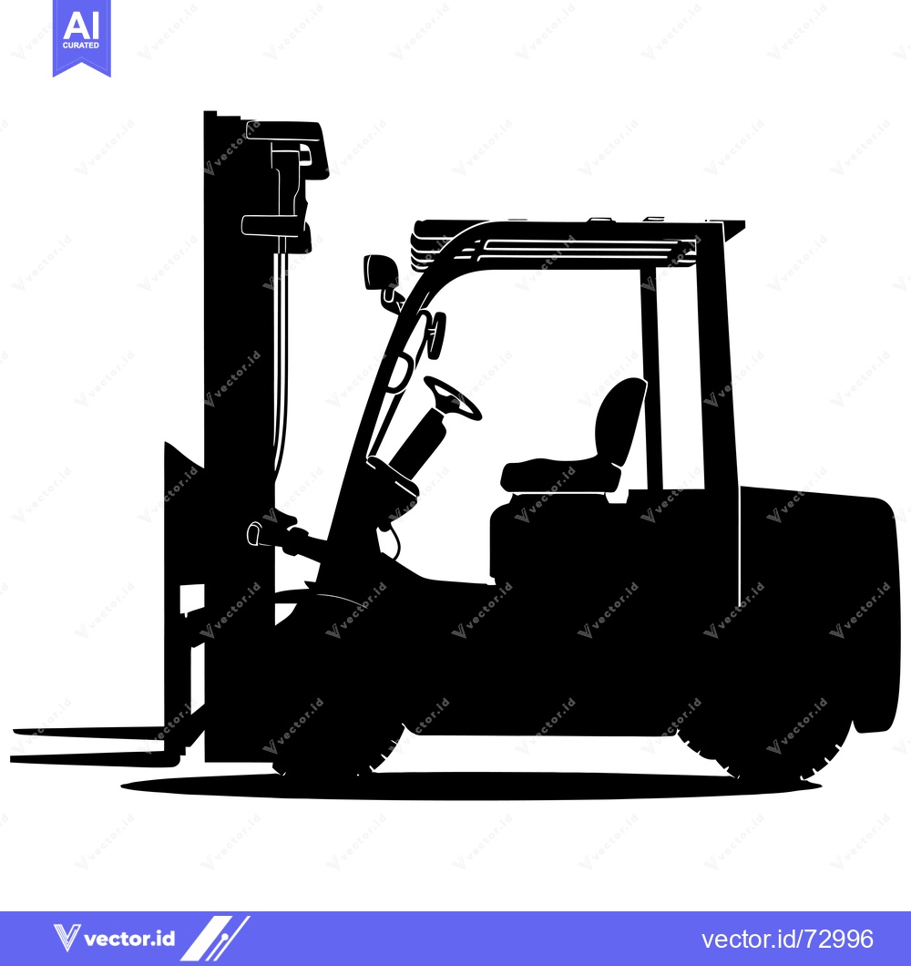Premium Vector of Black Silhouette of a Forklift with a Shadow