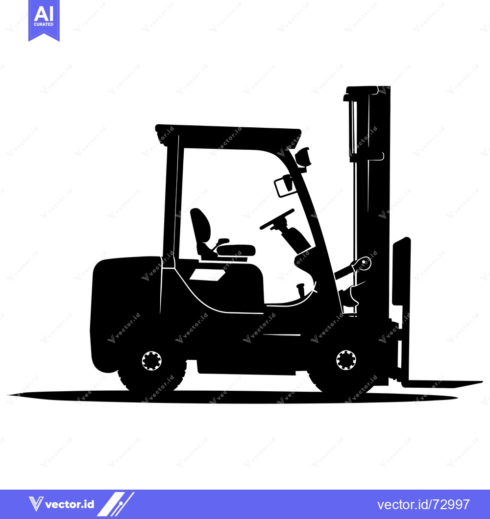 Premium Vector dari Black and White Silhouette of a Forklift