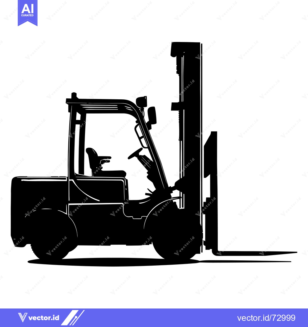 Premium Vector of Black and White Silhouette of a Forklift