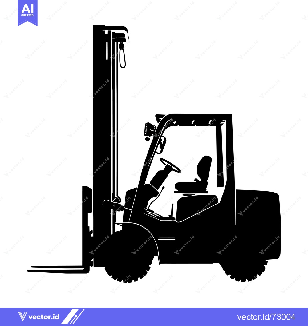 Premium Vector dari Black Silhouette of a Forklift with Driver