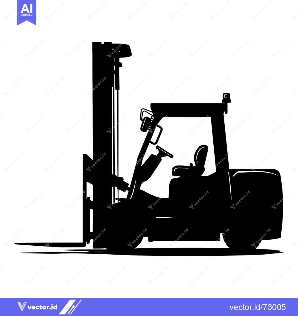 Premium Vector dari Black and White Silhouette of a Forklift