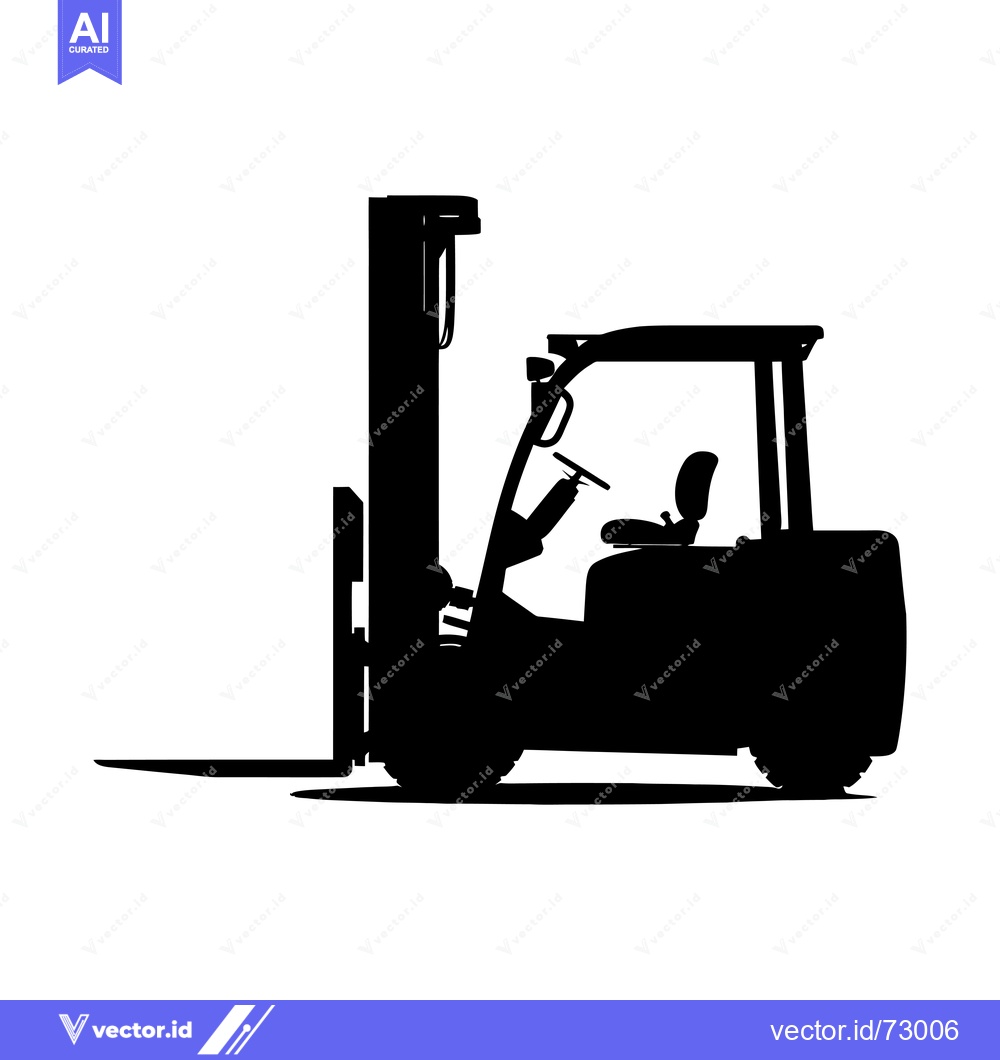 Premium Vector dari Black and White Silhouette of a Forklift