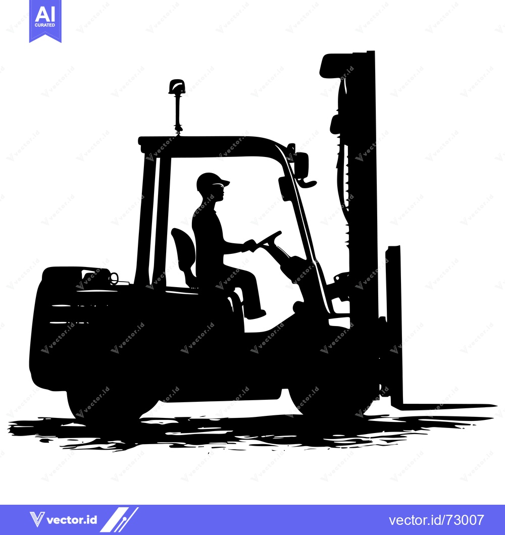 Premium Vector of Silhouette of a Forklift Operator Driving a Forklift