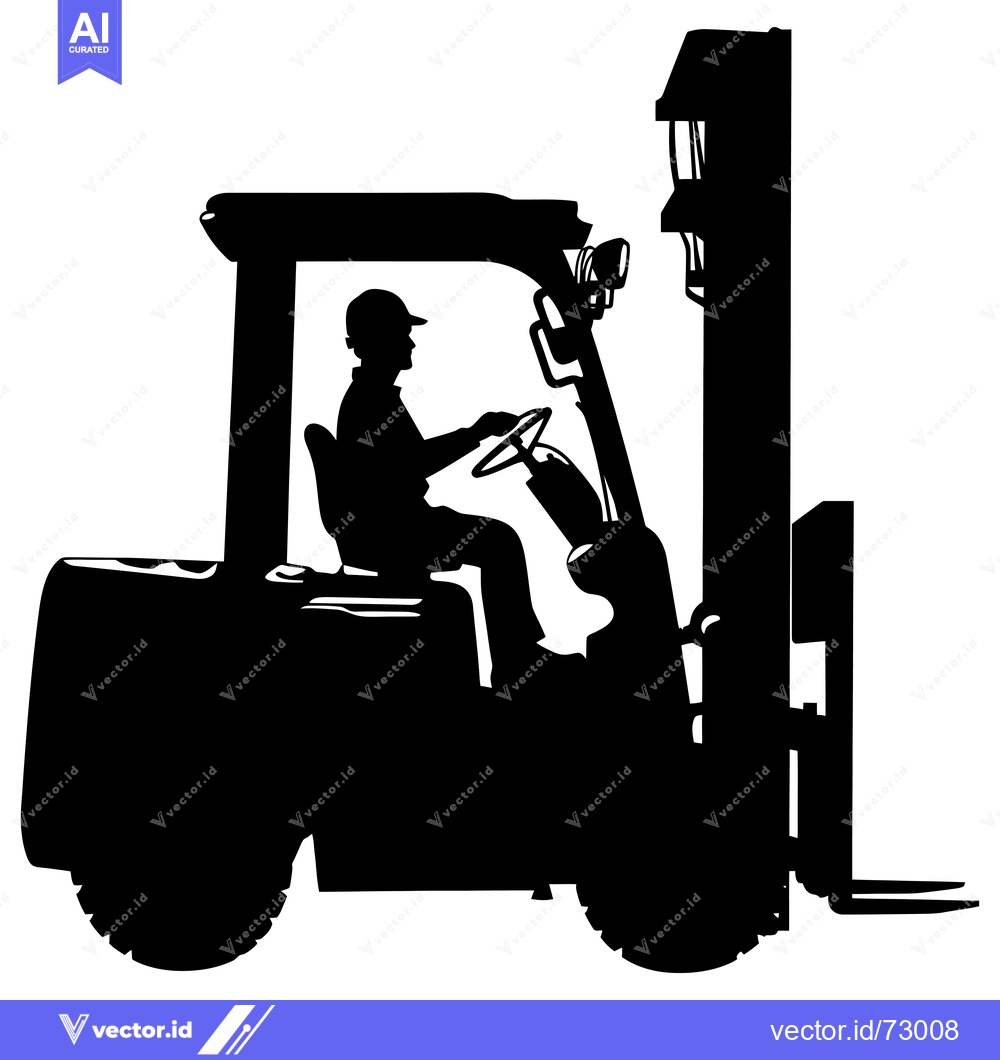 Premium Vector of Silhouette of a Forklift with Operator