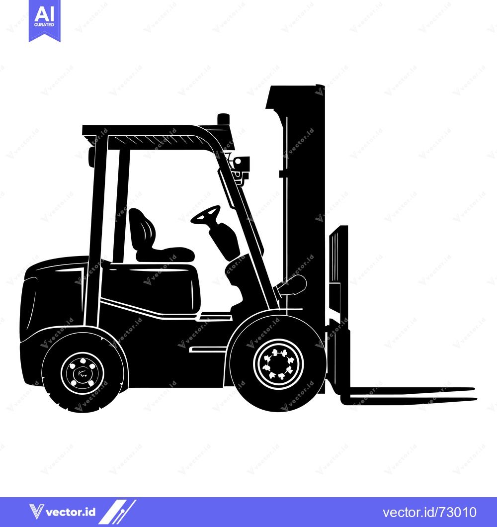 Premium Vector of Black and White Silhouette of a Forklift