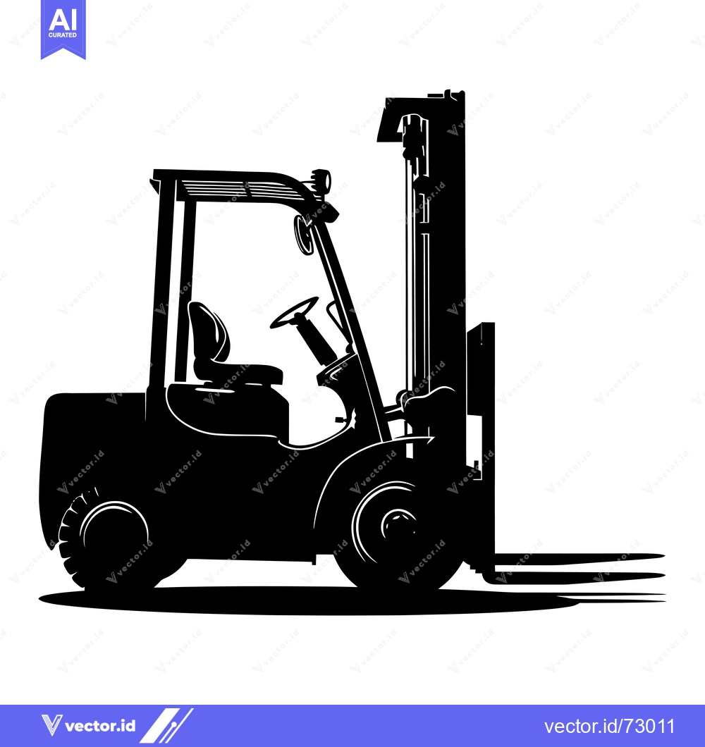 Premium Vector of Silhouette of a Forklift with Raised Forks