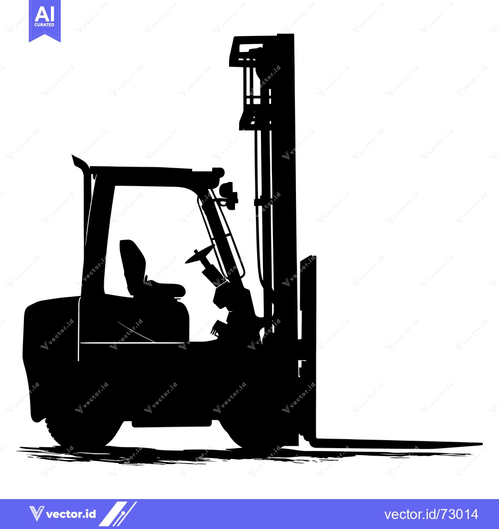 Premium Vector of Side View Silhouette of a Forklift