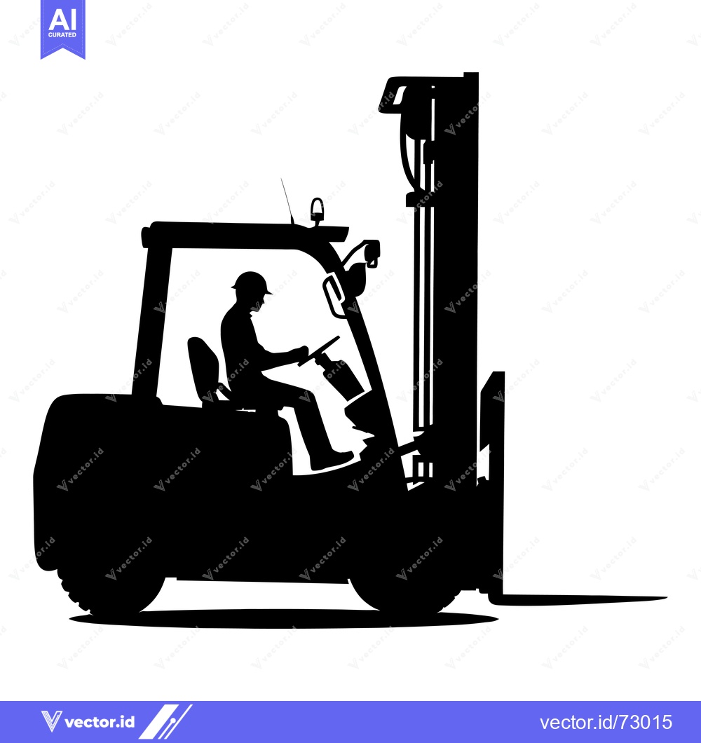 Premium Vector dari Silhouette of a forklift with a worker driving it