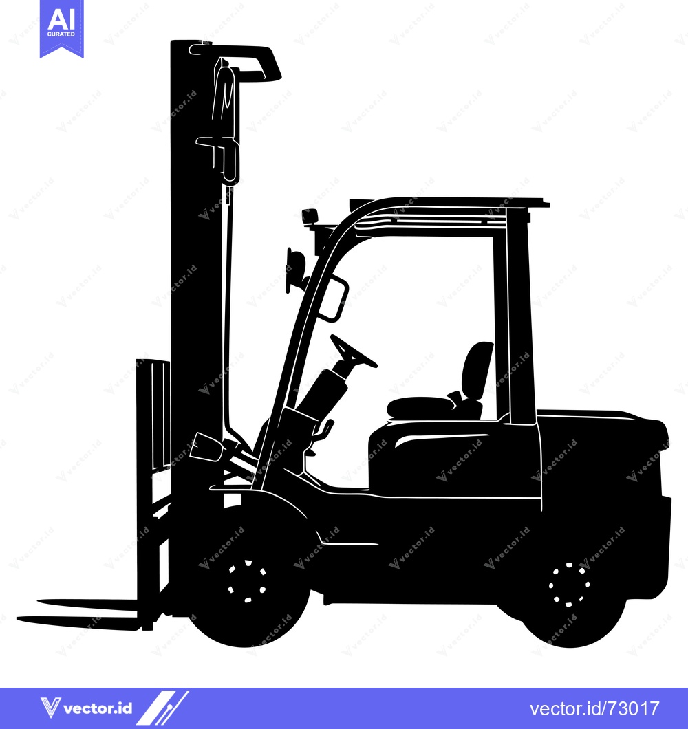 Premium Vector dari Silhouette of a Forklift with Extended Forks