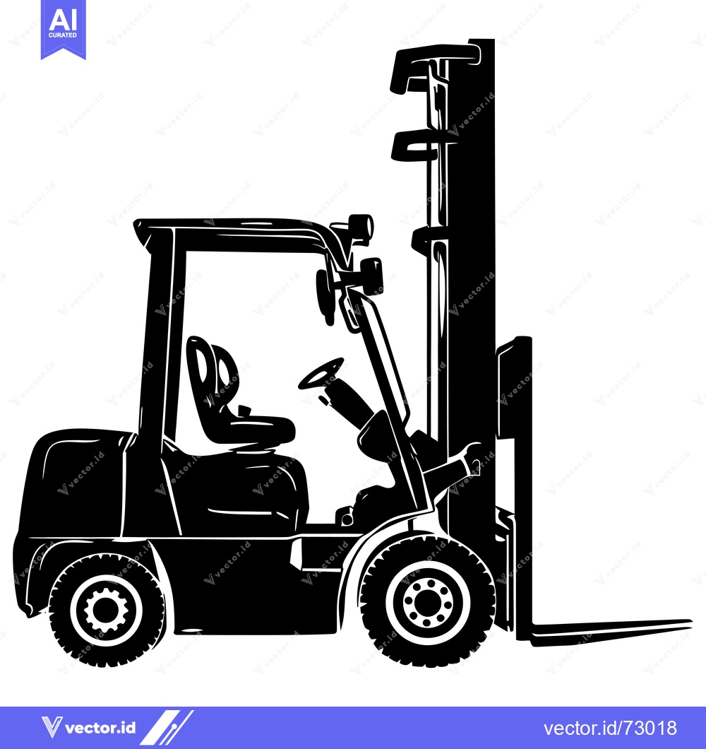Premium Vector of Black and White Silhouette of a Forklift
