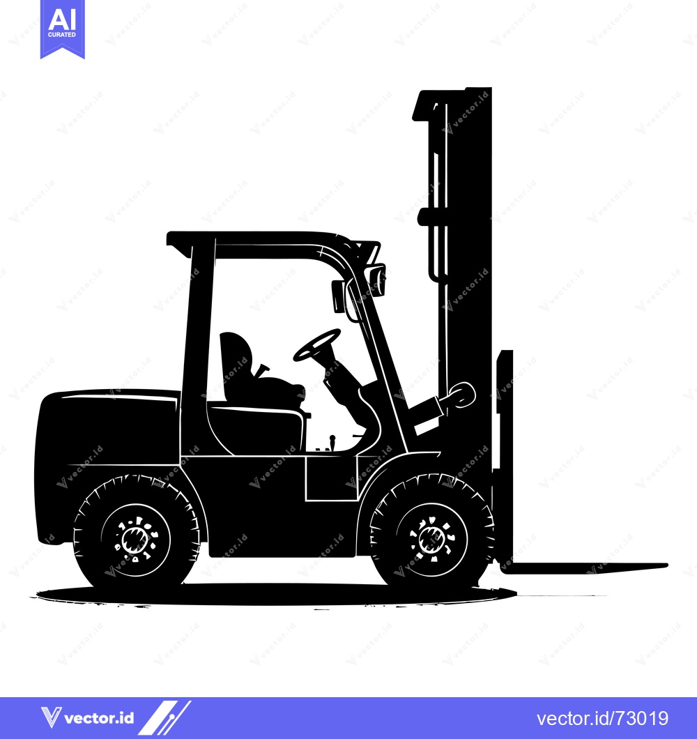 Premium Vector dari Black and White Silhouette of a Forklift