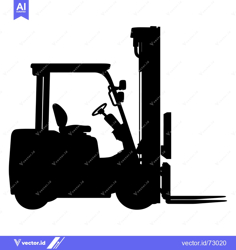 Premium Vector of Black Silhouette of a Forklift