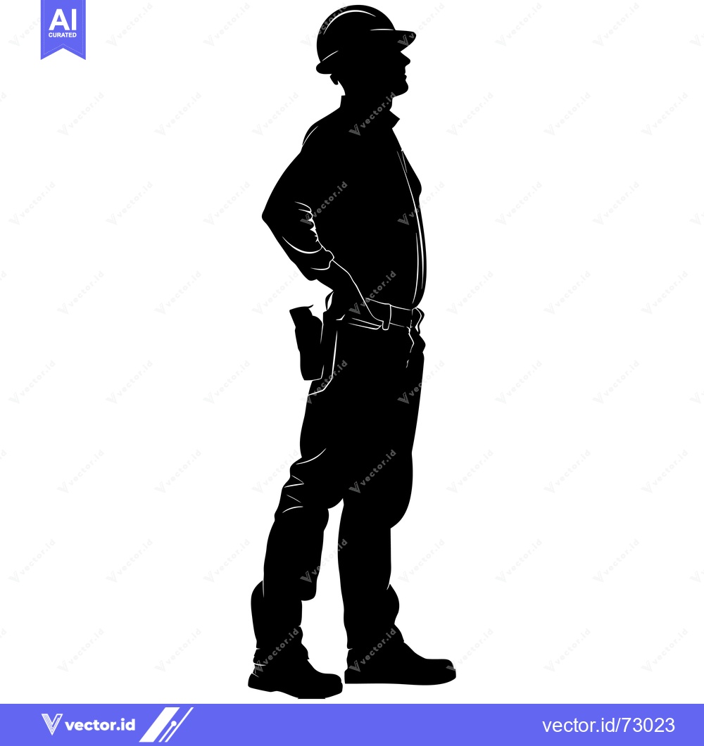 Premium Vector dari Silhouette of a construction worker wearing a hard hat
