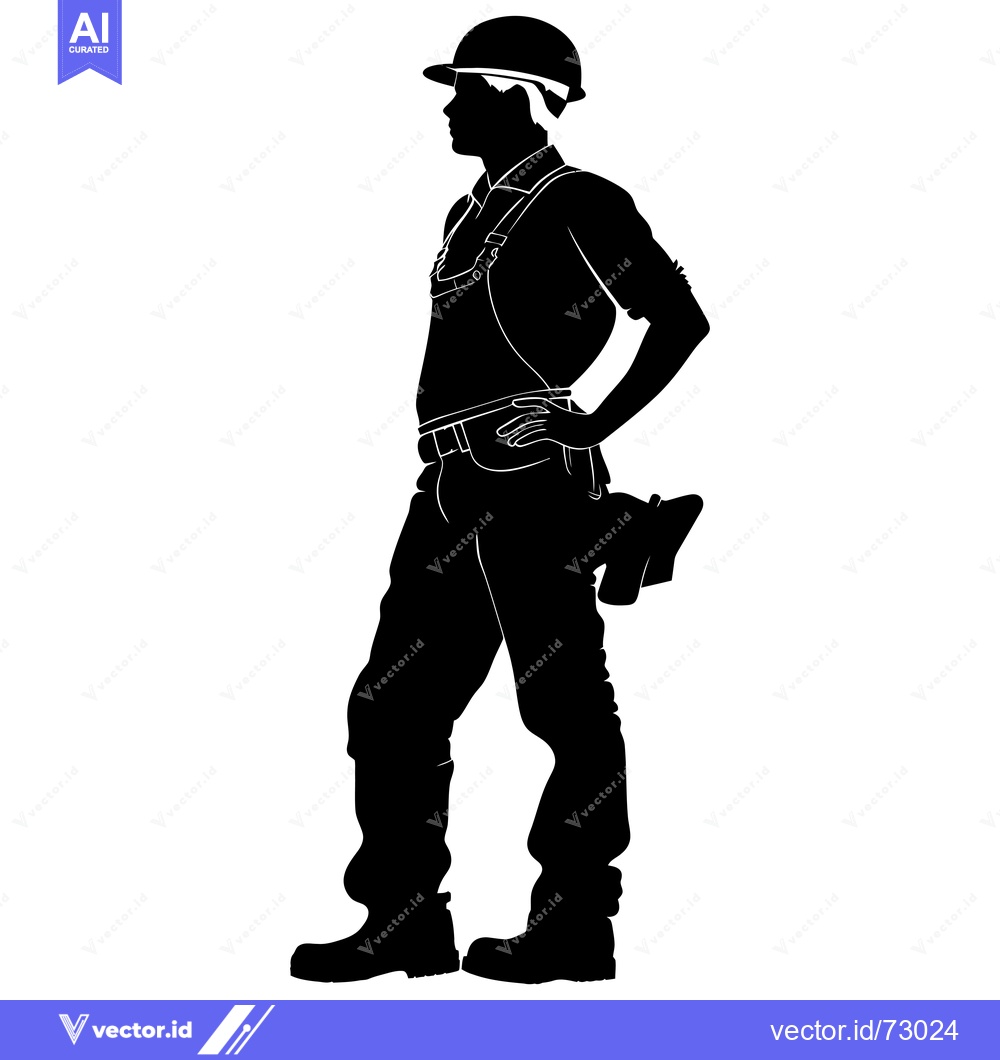 Premium Vector of Silhouette of a Construction Worker with Tool Belt