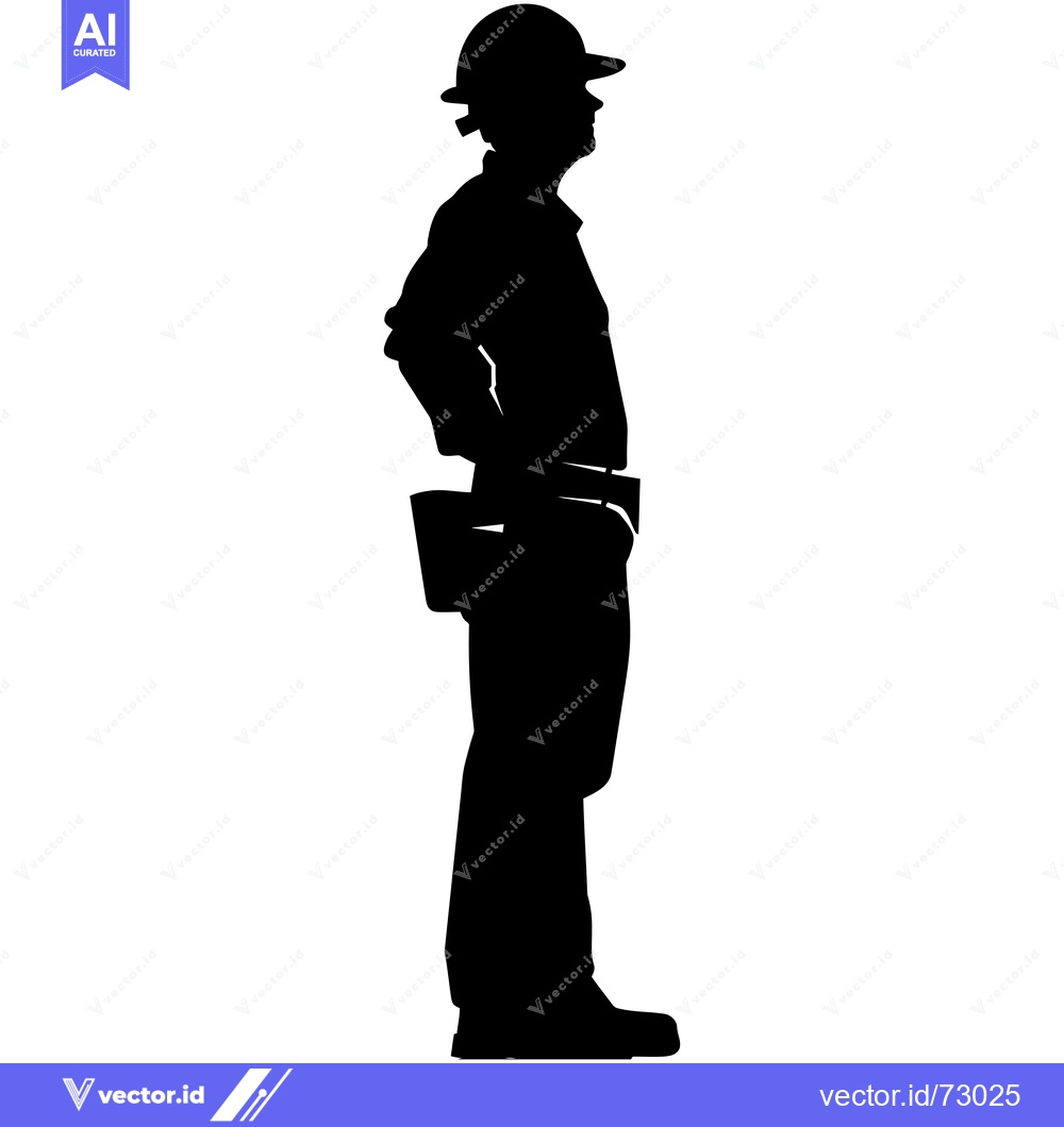 Premium Vector of Silhouette of a Construction Worker with a Tool Belt