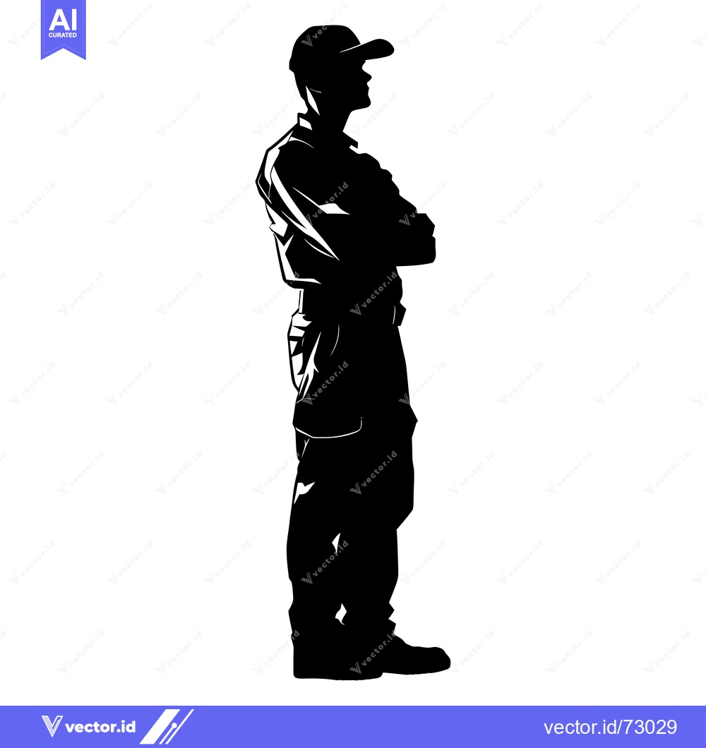 Premium Vector dari Silhouette of a Man Standing with Arms Crossed