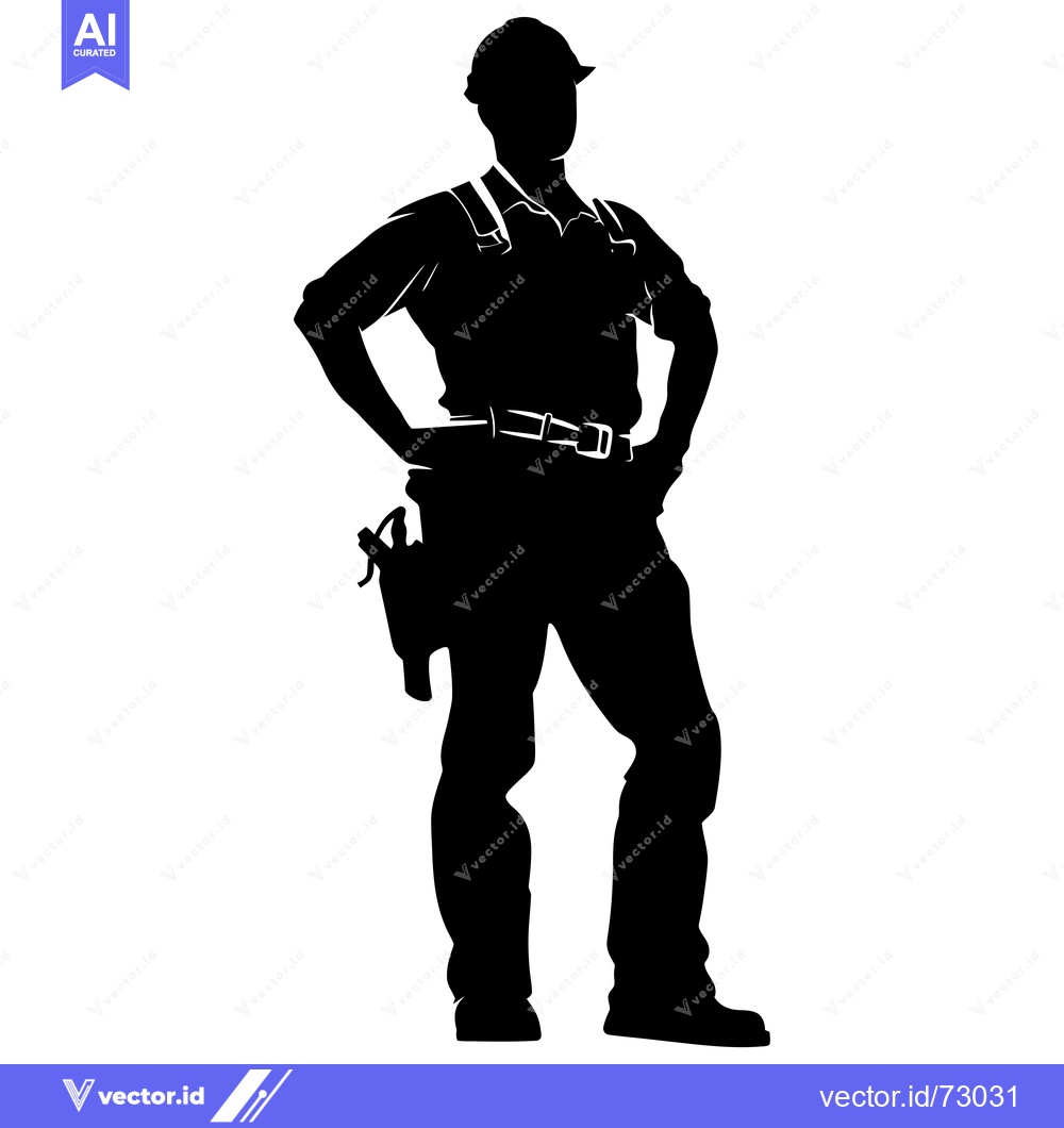 Premium Vector dari Silhouette of a Construction Worker with Tool Belt