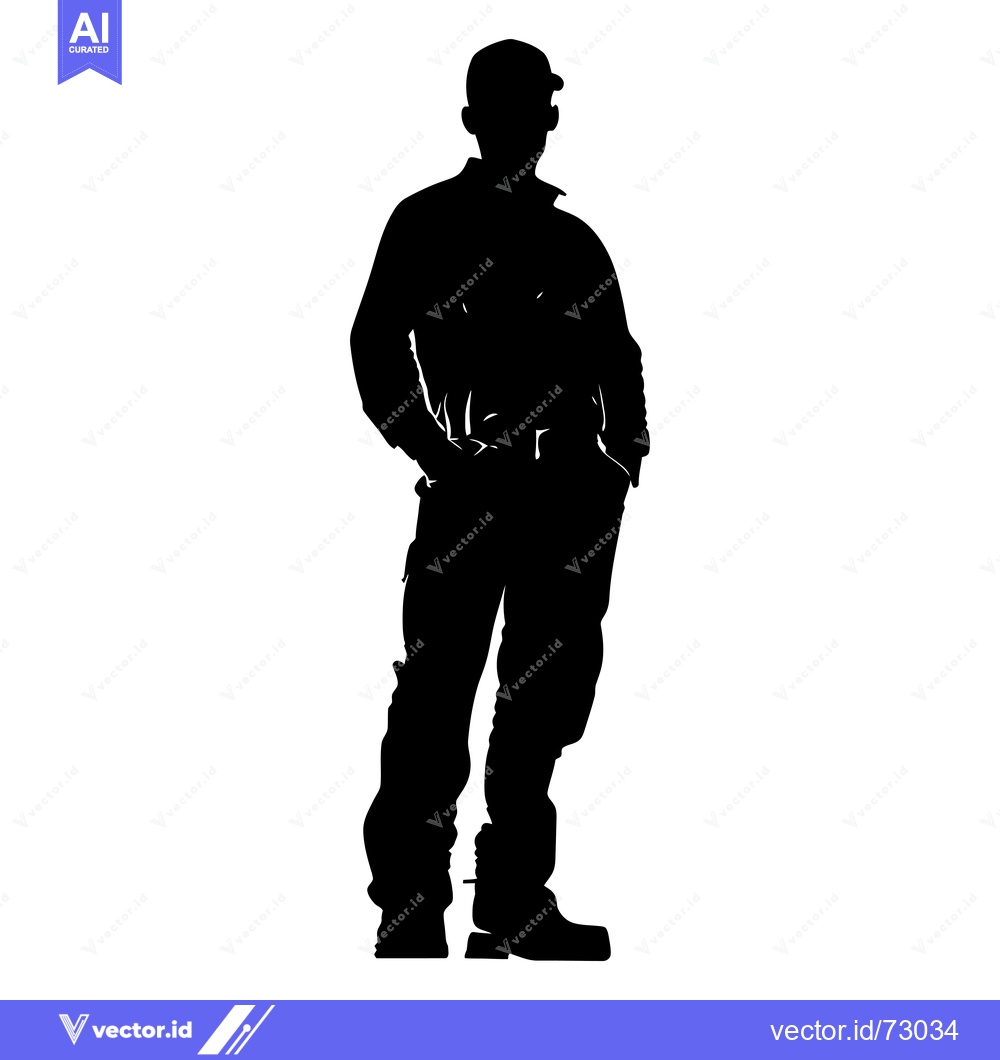 Premium Vector of Silhouette of a Man in a Cap and Pants Standing With Hands in Pockets
