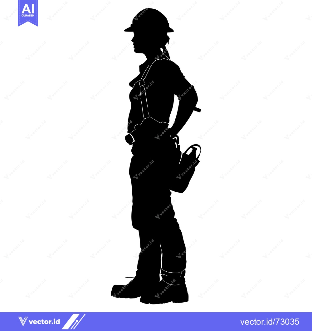 Premium Vector of Silhouette of a Woman Wearing a Hard Hat and Work Gear