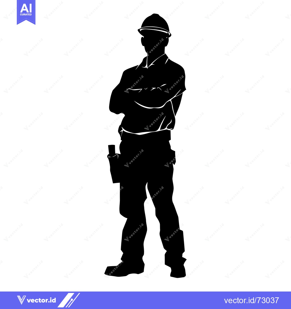 Premium Vector dari Silhouette of a Construction Worker with Crossed Arms