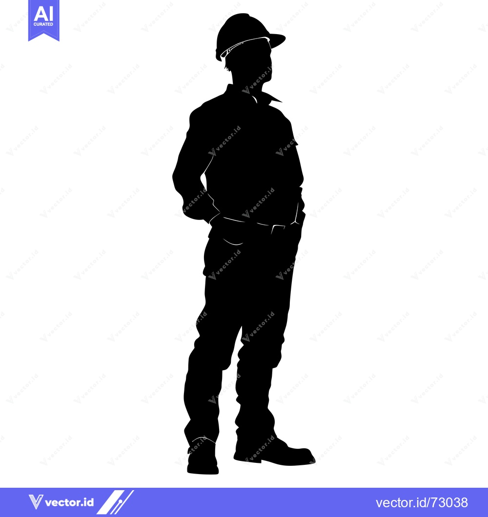 Premium Vector dari Silhouette of a construction worker with a hard hat