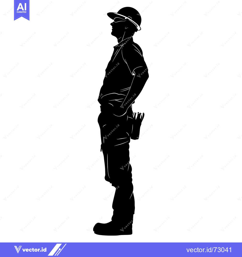 Premium Vector dari Silhouette of a Man in a Hard Hat and Safety Glasses