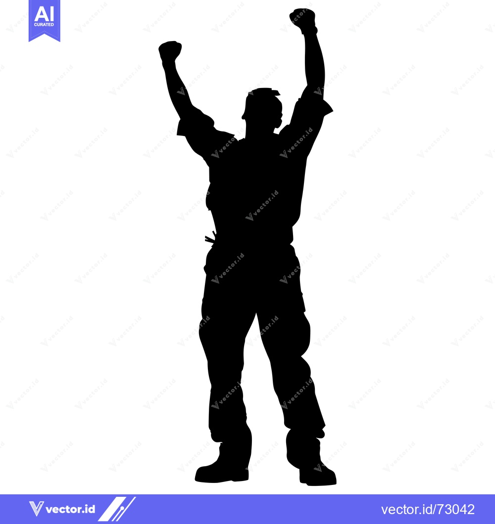 Premium Vector of Silhouette of a Person Celebrating with Arms Raised