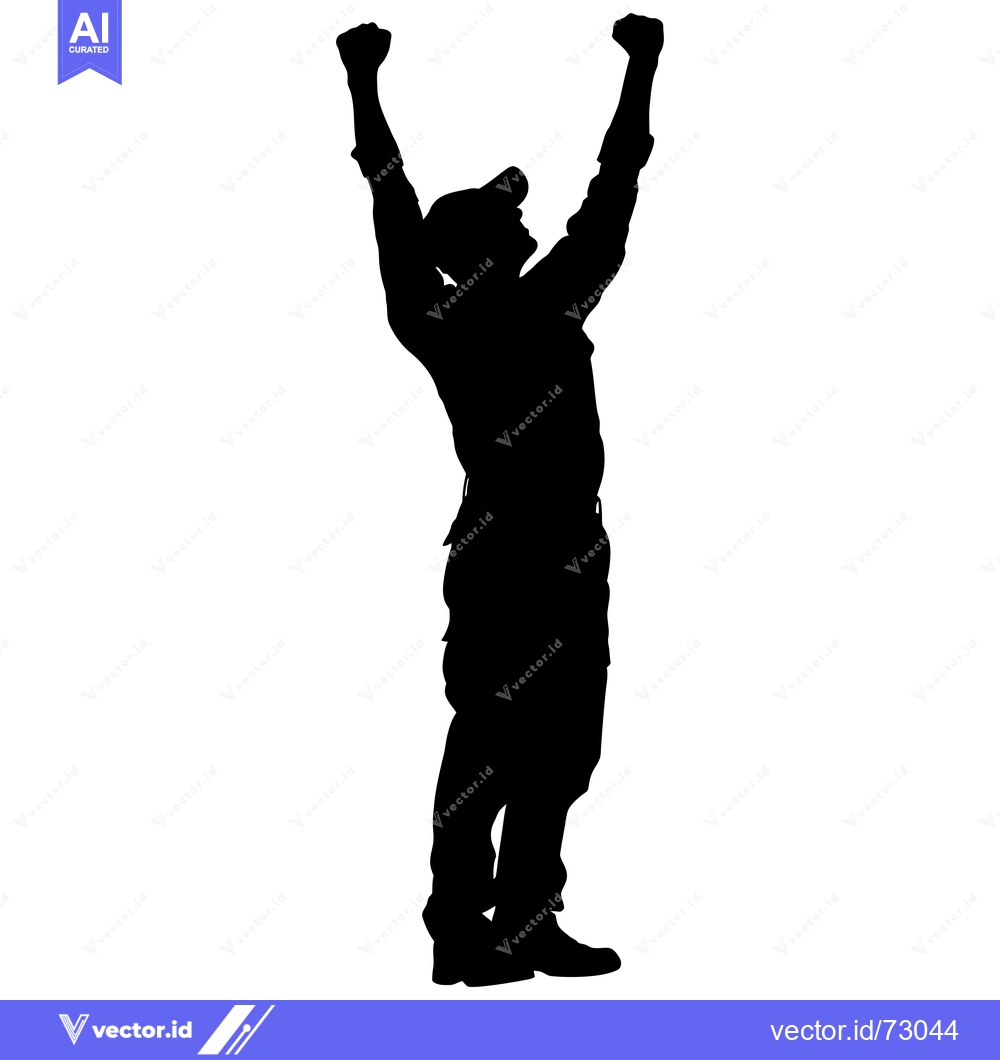 Premium Vector of Silhouette of a man with arms raised in victory