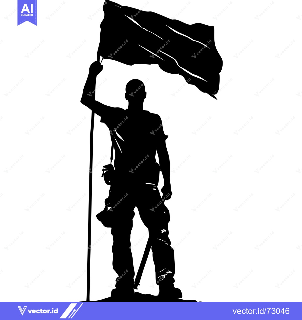 Premium Vector dari Silhouette of a person holding a flag with a raised arm