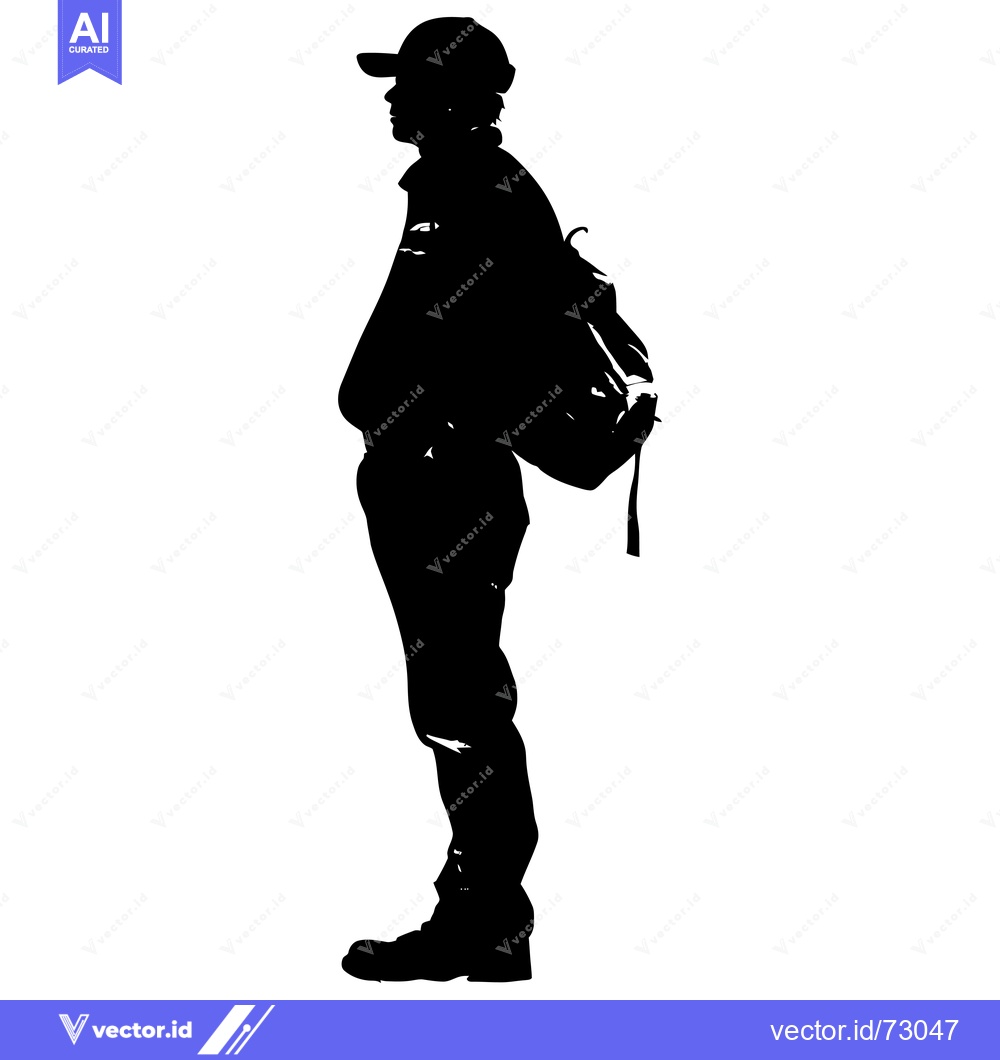 Premium Vector dari Silhouette of a Person Wearing a Backpack and a Cap