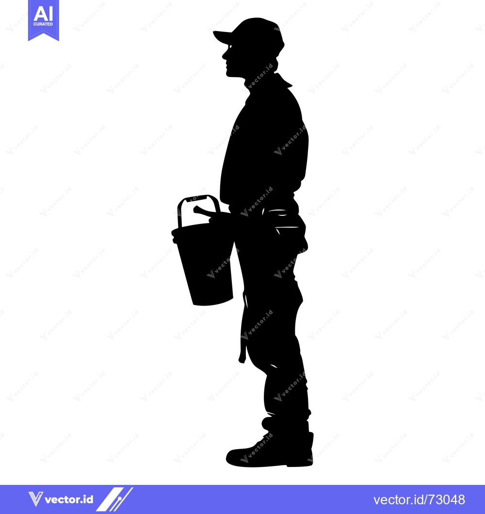 Premium Vector dari Silhouette of a construction worker holding a bucket