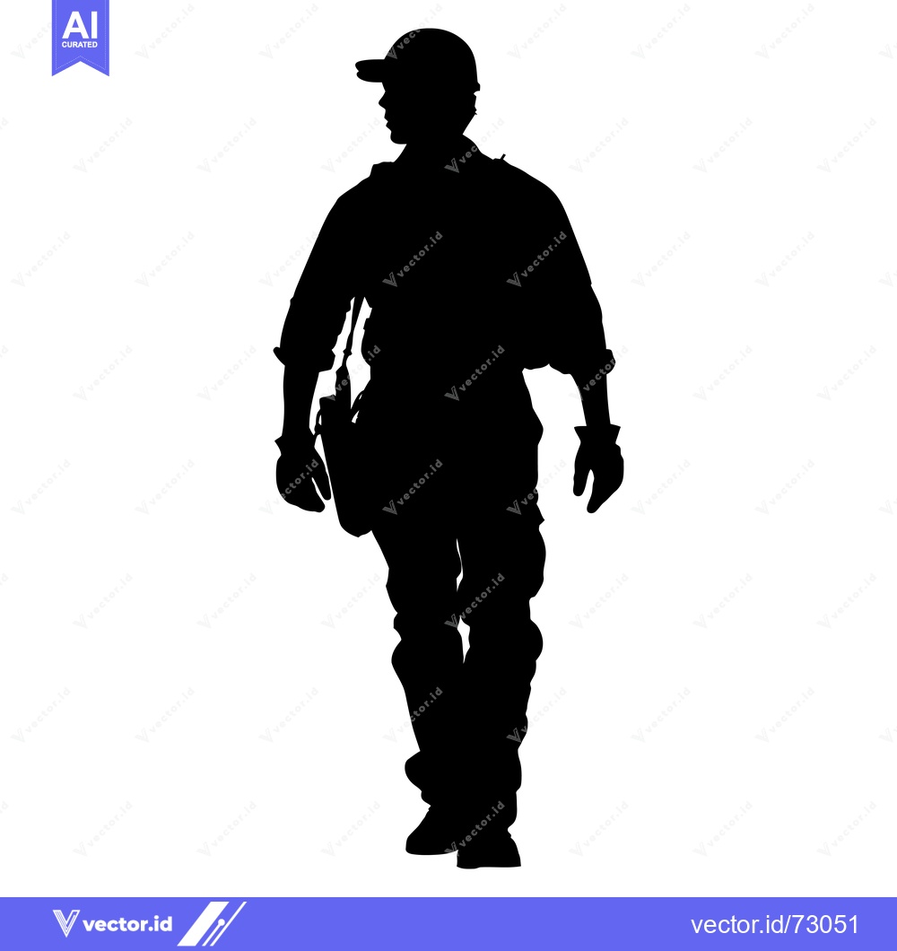 Premium Vector dari Silhouette of a Construction Worker with a Tool Belt