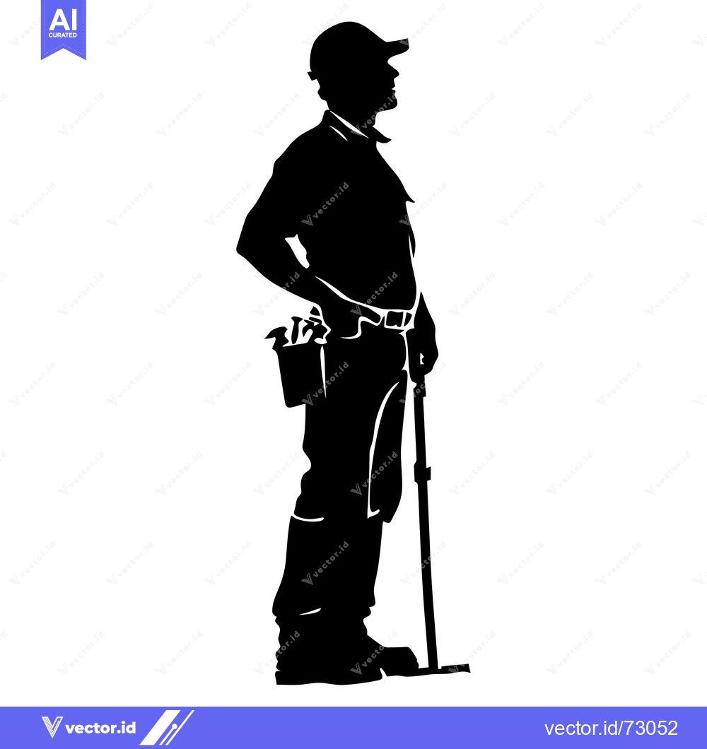 Premium Vector of Silhouette of a construction worker holding a tool