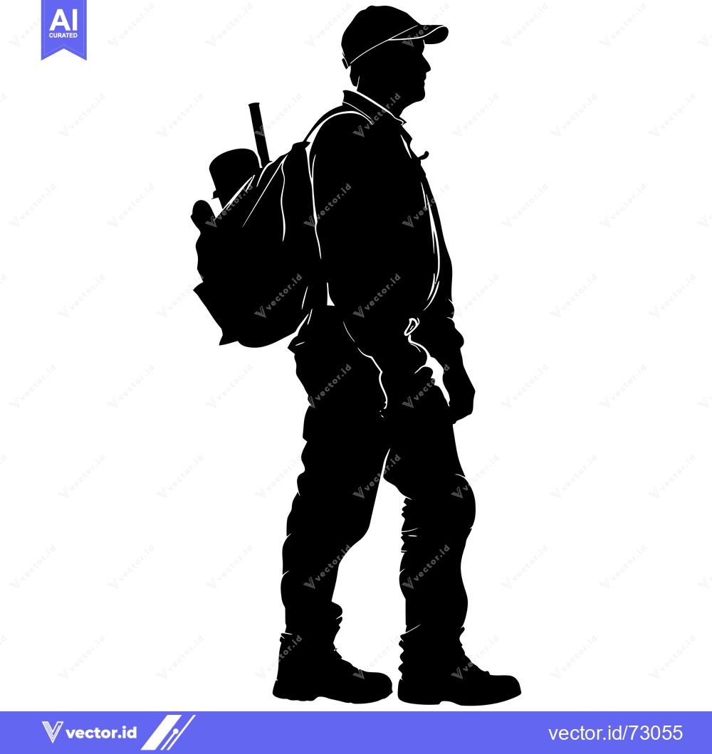 Premium Vector dari Silhouette of a Man Wearing a Backpack and Cap