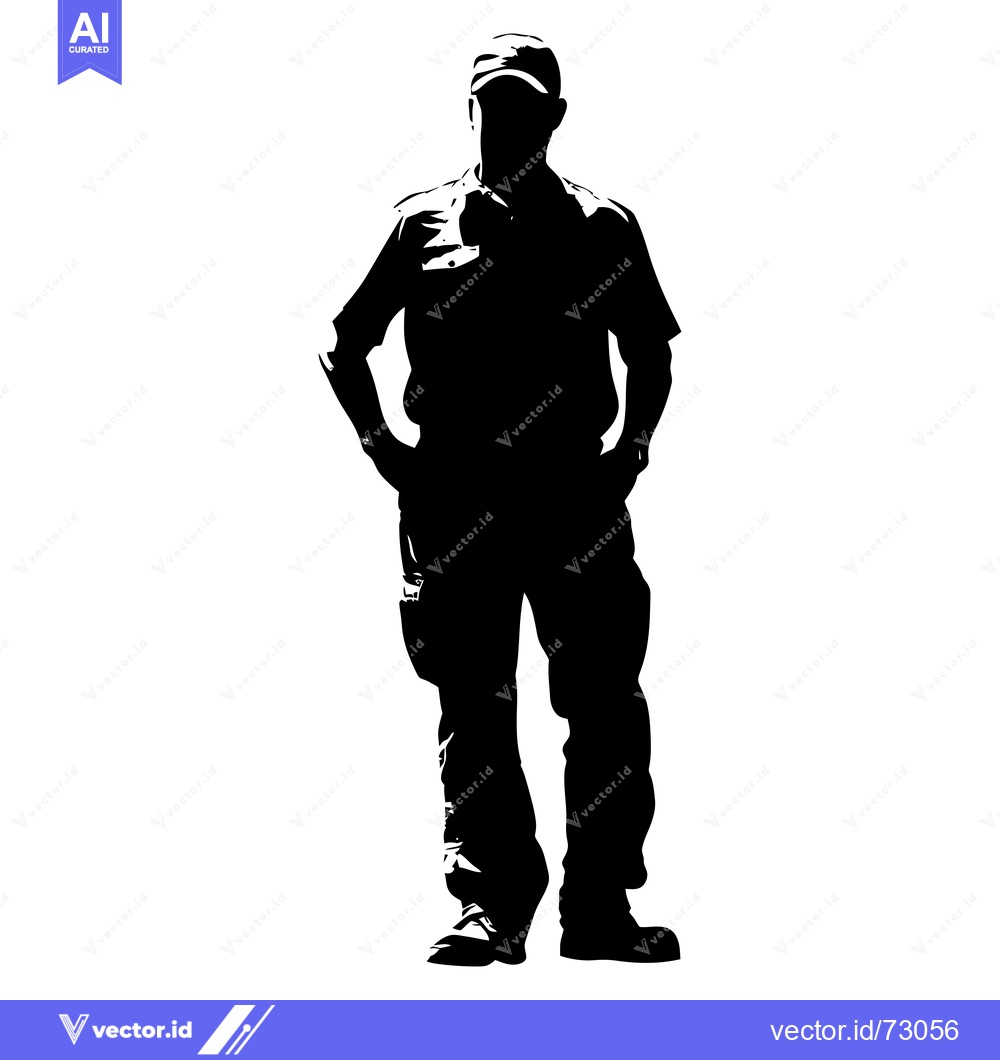 Premium Vector dari Silhouette of a man wearing a cap and casual clothing