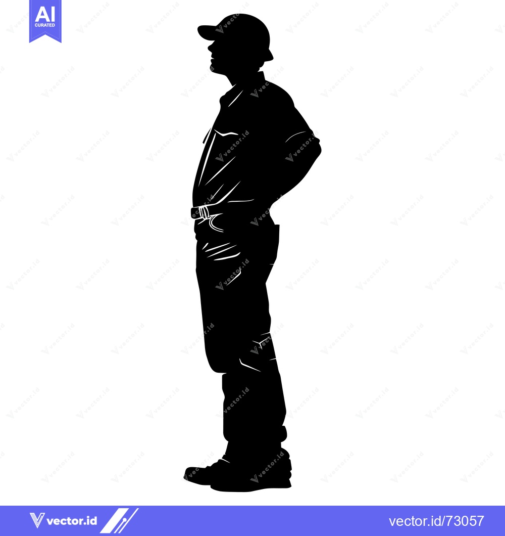 Premium Vector of Silhouette of a Man Wearing a Cap, Shirt, and Pants
