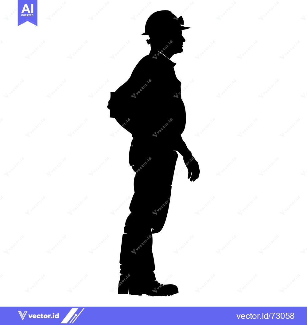 Premium Vector dari Silhouette of a Miner in Workwear and Hard Hat