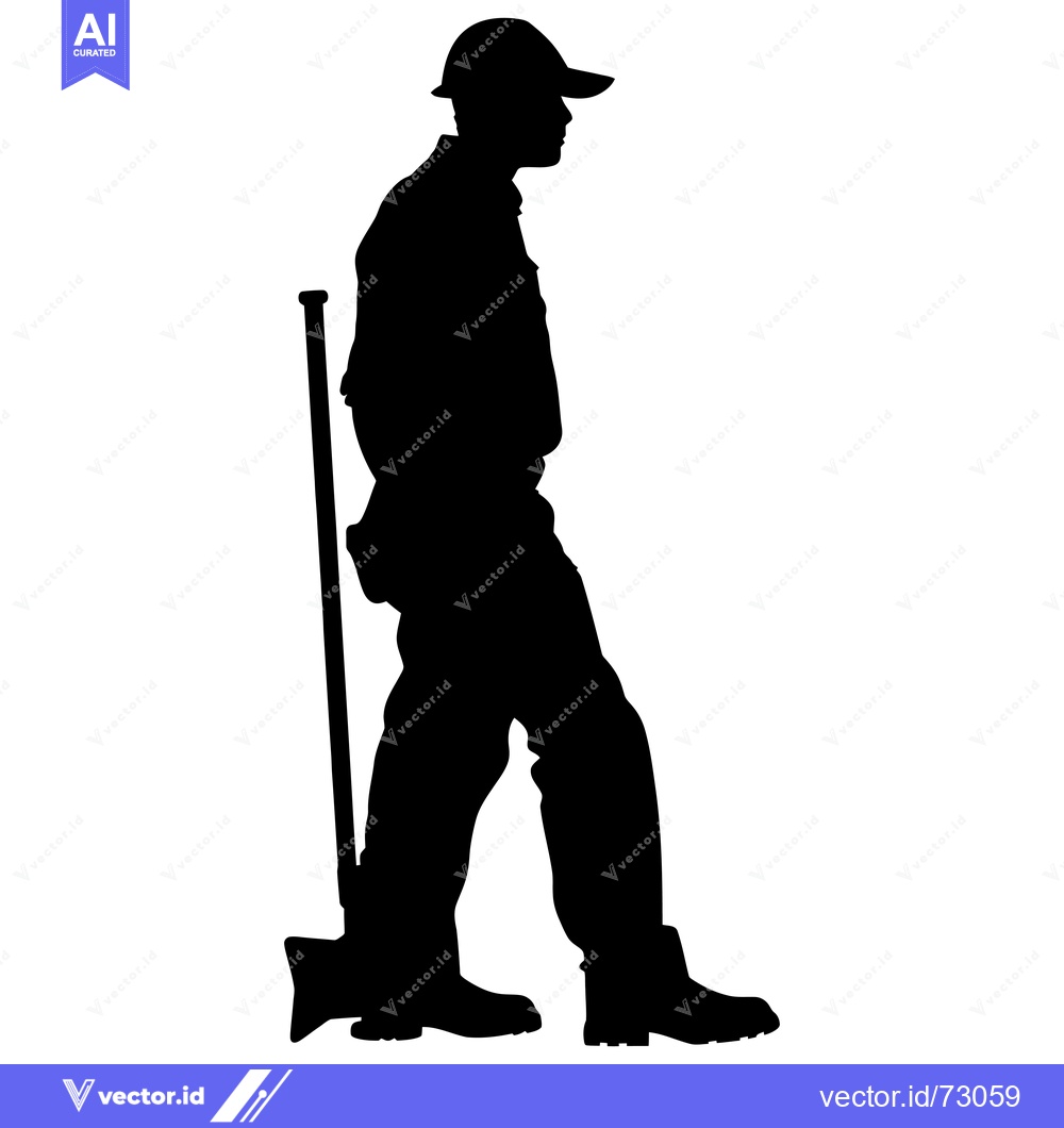 Premium Vector dari Silhouette of a construction worker carrying a shovel