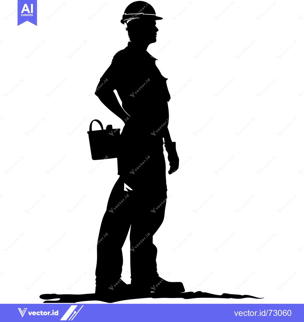 Premium Vector of Silhouette of a Construction Worker Holding a Bucket