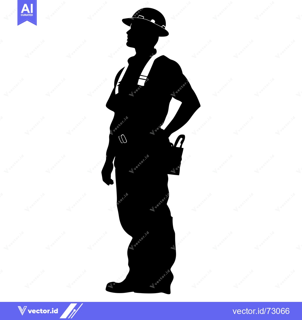 Premium Vector dari Silhouette of a Construction Worker in Safety Gear