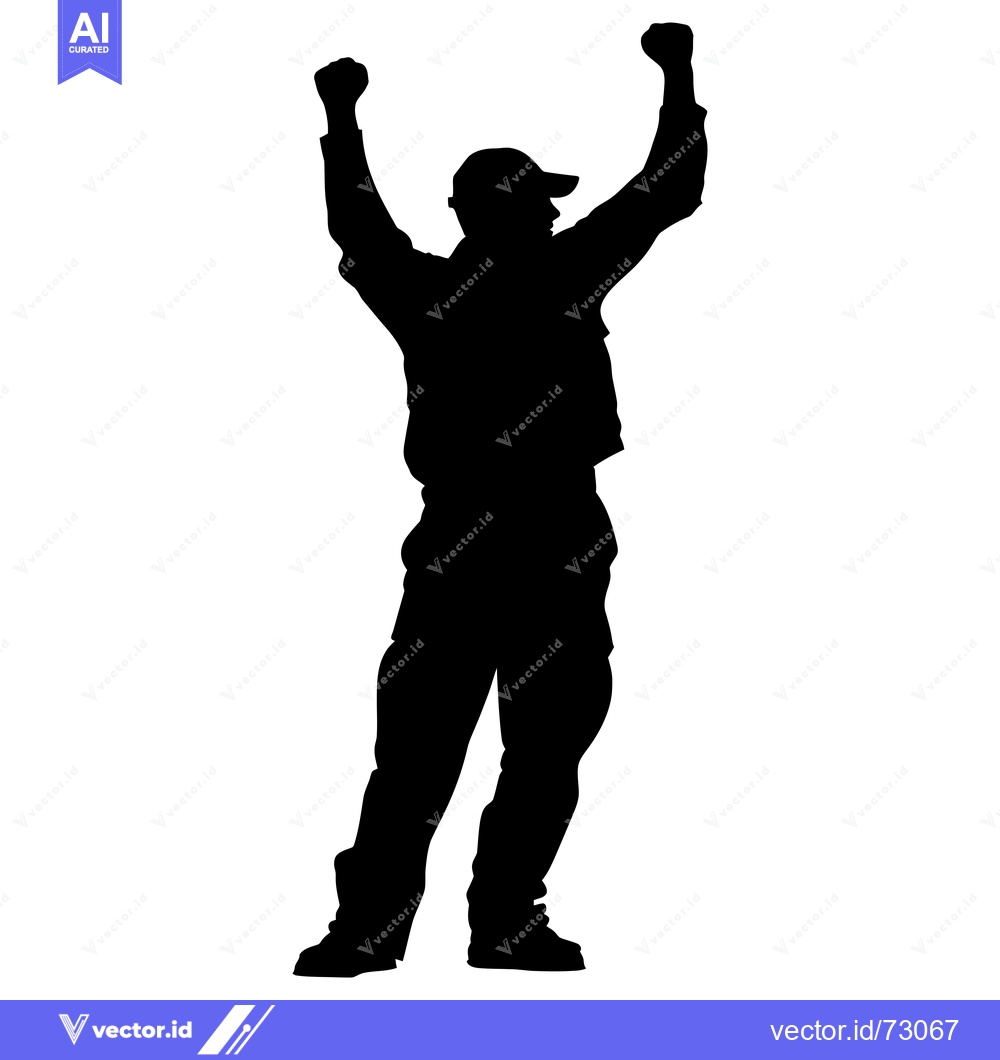Premium Vector dari Silhouette of a Man with Arms Raised in Celebration