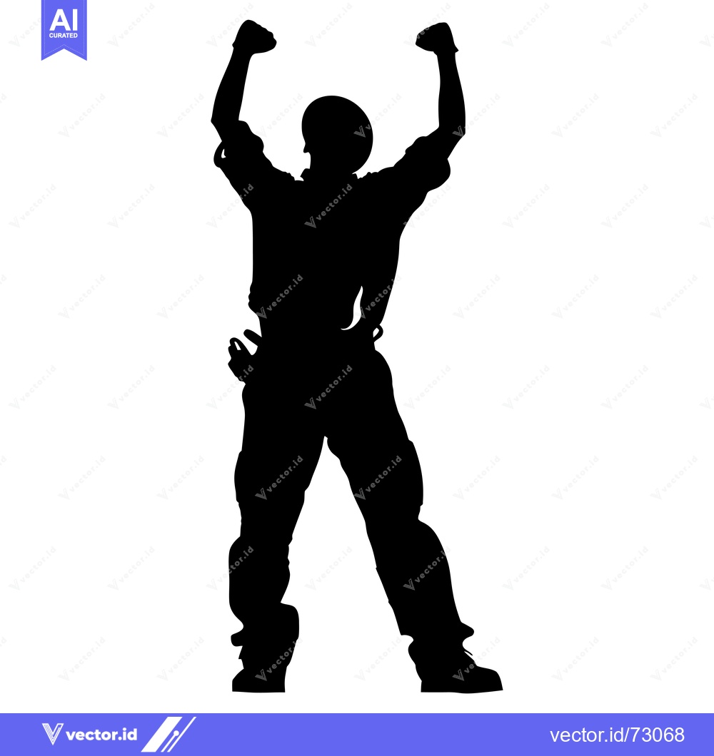 Premium Vector of Silhouette of a person with arms raised in victory
