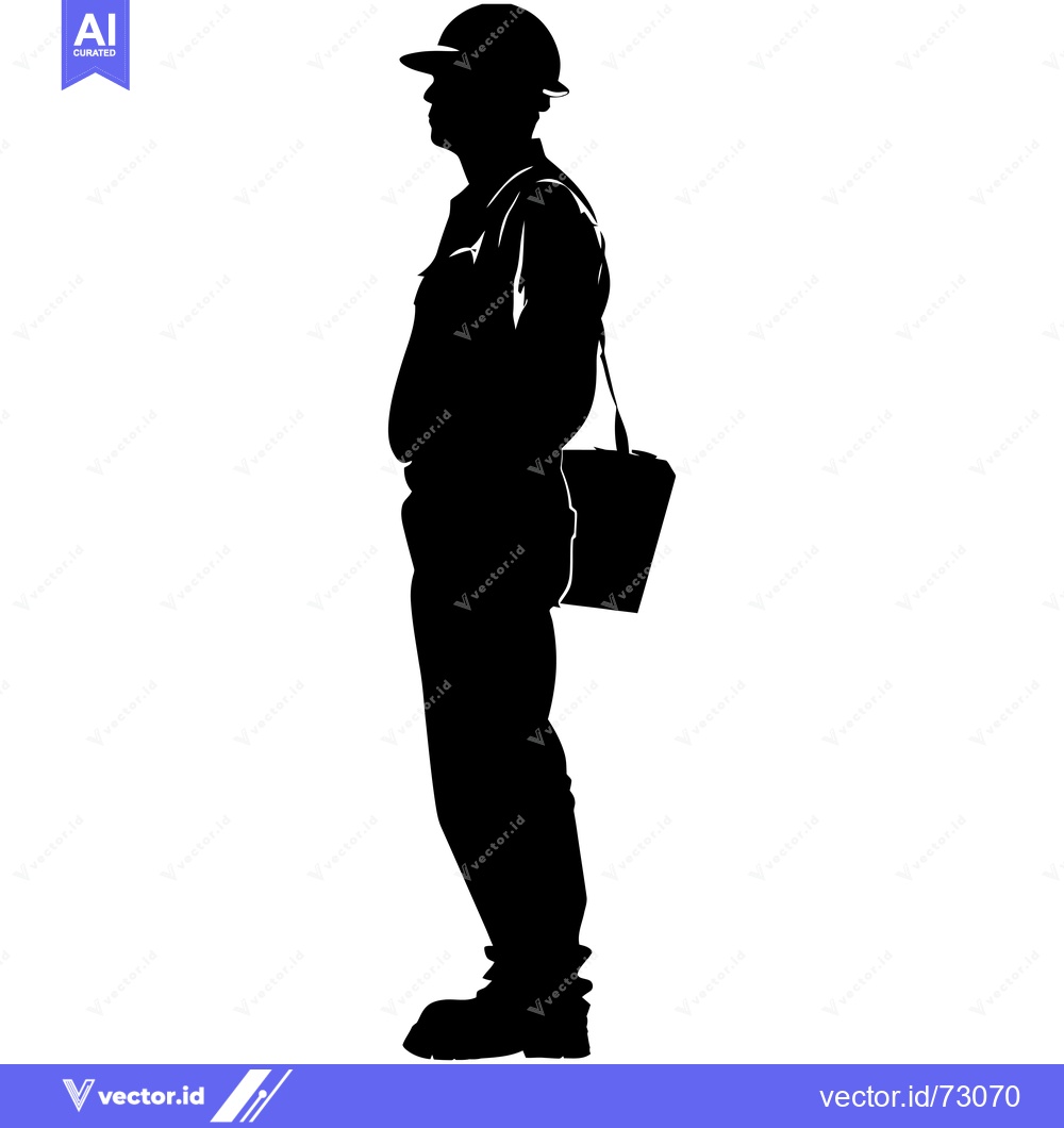 Premium Vector dari Silhouette of a Construction Worker with a Tool Bag