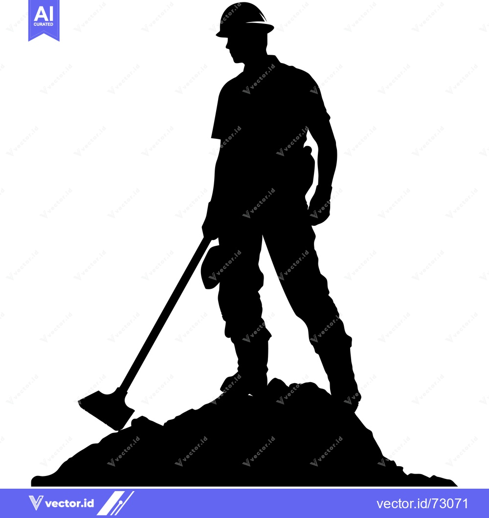 Premium Vector dari Silhouette of a construction worker with a pickaxe